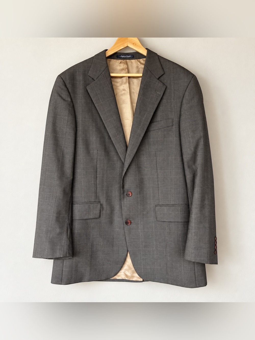 VTG Chaps by Ralph Lauren 100 Pure New Wool Plaid Blazer Sport Coat Gray 44 Tall